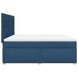 vidaXL Boxspringbett mit Matratze Blau 180x200 cm Stoff