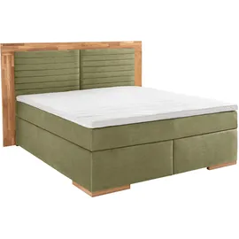 Home Affaire Boxspringbett HOME AFFAIRE "Cup", grün (olive), B:230cm L:206cm, Bezug: Luxus-Microfaser (100% Polyester);Bezug: Microfaser (100% Polyester), Komplettbetten, Boxspringbett, mit Massivholzrahmen, mit Topper, in 2 Härtegraden, in 3 Breiten