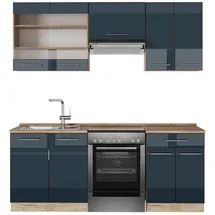 Vicco Küchenzeile Fame-Line 200 cm Dunkelblau Hochglanz