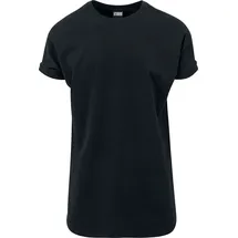 URBAN CLASSICS Long Shaped Turnup Tee lässiges T-Shirt für Männer, in langem Schnitt, black, M