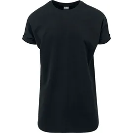 URBAN CLASSICS Long Shaped Turnup Tee lässiges T-Shirt für Männer, in langem Schnitt, black, M