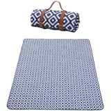 Picknickdecke 200 x 150 cm große Stranddecke Wasserdicht Sanddicht Outdoor Indoor Teppiche Faltbare Strandmatte Tragbar Camping Picknick Teppich mit Tragegriff Aluminium BBQ Picknickmatte (Blau)