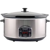 Beper BC.510 Slow Cooker, 280 W, 4,5 Liter, Glaskeramik, Schwarz und Stahl, Nero E Acciaio