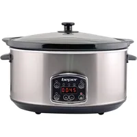 Beper BC.510 Slow Cooker, 280 W, 4,5 Liter, Glaskeramik, Schwarz und Stahl, Nero E Acciaio