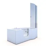SeniorBad Seniorendusche und Wanne mit Whirlpool S12D-WP-L Dusche 170x85cm - Weiß,