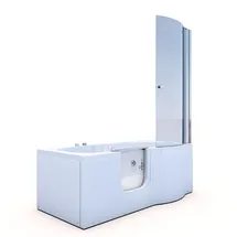 SeniorBad Seniorendusche und Wanne mit Whirlpool S12D-WP-L Dusche 170x85cm - Weiß,