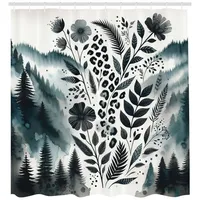 ABAKUHAUS Duschvorhang 175 x 200 cm dunkel petrolblau weiß