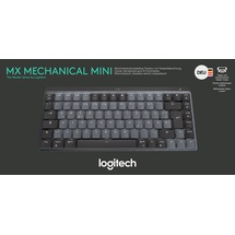 Logitech MX Mechanical Mini Grafit, Linear-Switches (Leise), DE-Layout (Qwertz), Logi Bolt Adapter, Bluetooth, USB-C, Unterstützt von Logi Options+