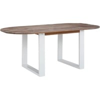 loft24 Esstisch Laslo, ovaler Tisch aus Kiefer Massivholz mit Kufengestell aus Metall braun 220 cm x 76 cm x 100 cm
