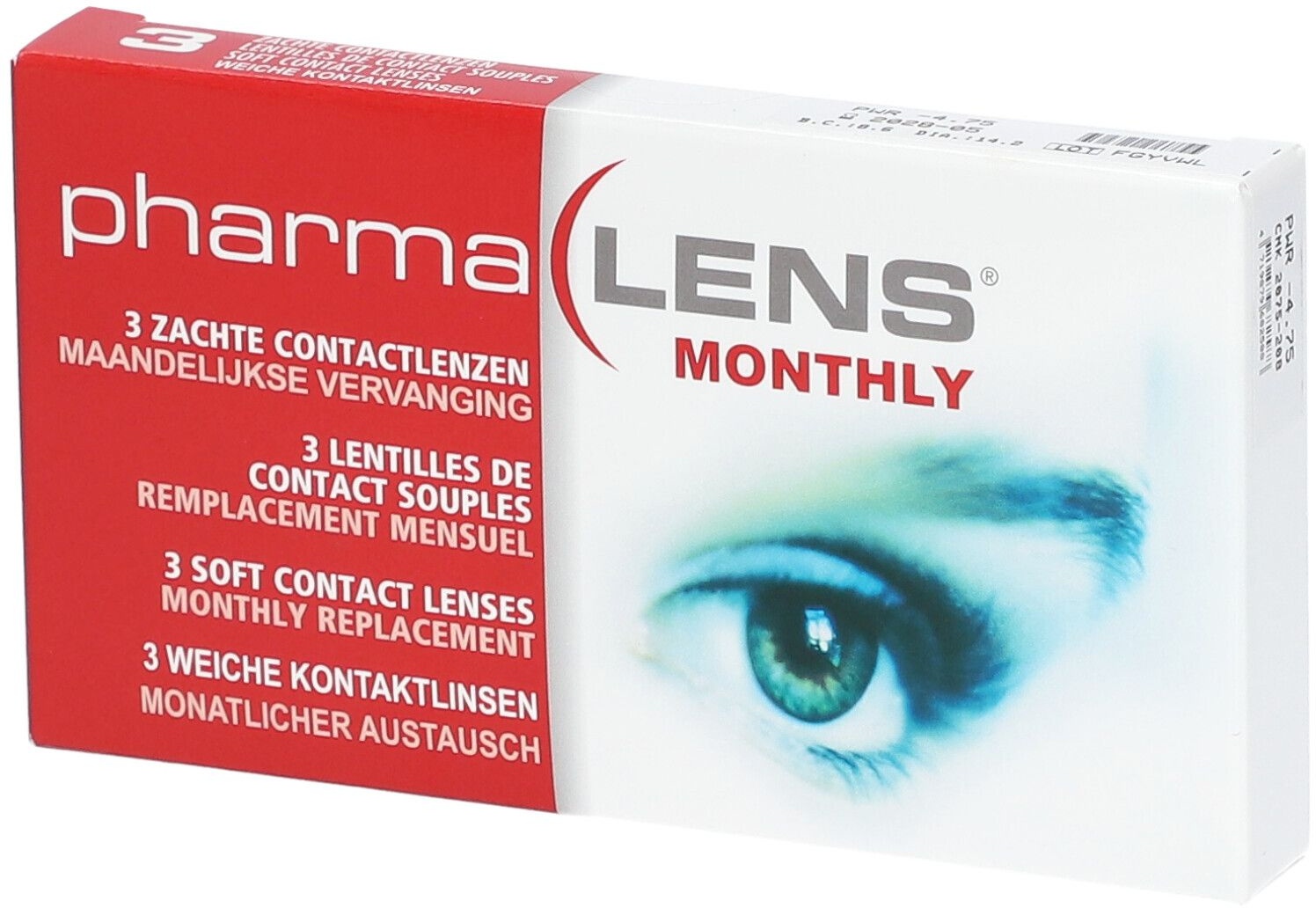pharmaLENS® MONTHLY Lentilles -4.75 3 pc(s) Lentilles de contact