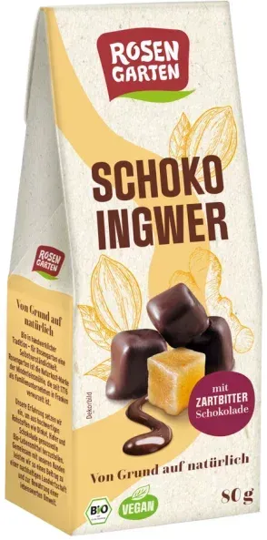 Rosengarten Ingwer in Zartbitterschokolade bio