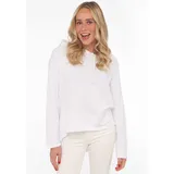 Zwillingsherz Hoodie ""Moin"", Damen, Gr. SM (S/M), weiß, Sweatware, Obermaterial: 70% Baumwolle, 30% Polyester, unifarben, comfort fit hüftlang, hoch geschlossener Ausschnitt, Sweatshirts Hoodie, Kapuze, Kordelzug, Langarm, maritimer Schriftzug