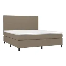 vidaXL Boxspringbett mit Matratze & LED Taupe 160x200 cm Stoff