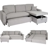 MCW L17 Ecksofa mit Bettkasten MCW-L17, Couch Sofa L-Form, Liegefläche Nosagfederung 228cm ~ grau