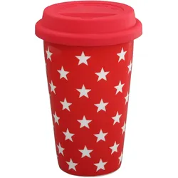 Krasilnikoff Thermobecher Travel Mug Stars, rot