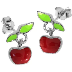 Paar Ohrstecker OSTSEE-SCHMUCK "Ostsee-Schmuck Ohrstecker Apfel Ohrstecker Apfel", rot, Ohrringe, Damen, 8 x 10mm, Silber 925 (Sterlingsilber)