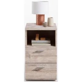 FMD Nachtschrank mit 2 Schubladen und offenem Regal Sandeiche