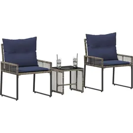 vidaXL Gartenlounge Set 7-tlg. Grau/Marineblau