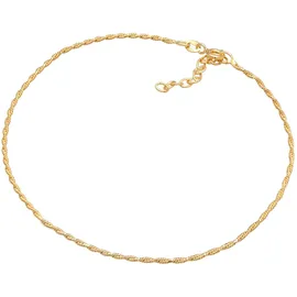 Elli Fußkette ELLI "Kordelkette Gedreht Basic Zeitlos 925 Silber" Gr. 22, gold, Fußketten, Damen, 22cm, Silber 925 (Sterlingsilber)