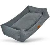 FREUDENTIER Orthopädisches Hundebett XXL aus Cord - Waschbar - Herausnehmbares Liegekissen - Oeko® TEX Zertifiziert & Handmade in Europe - Für kleine, mittelgroße & große Hunde (Dunkelgrau, XXL)