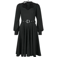 Belsira - Rockabilly Kleid knielang - Dress with Longsleeves - XS bis XXL - für Damen - Größe M - schwarz - M