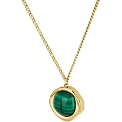 Kette mit Anhänger LACOSTE "Fashion Show", gelbgoldfarben, grün, Halsketten, Damen, Edelstahl, L: 61 B: 2mm, mit Malachit, B:2mm