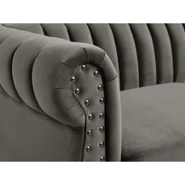 vente-unique Chesterfield-Sofa - 3-Sitzer - Samt - Grau - TRUMBO