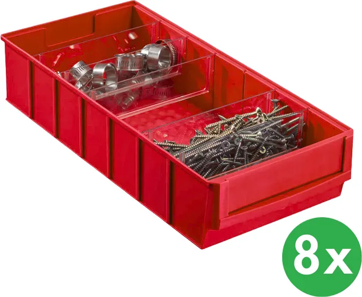 Regalkästen ShelfBox Typ E - 183 x 400 x 81 mm, 8 ks, rot