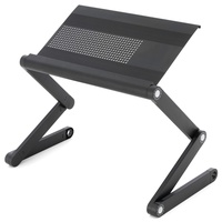 Laptoptisch Notebook-Ständer Tablet-Ablage Beistell-Tisch Aluminium-Legierung Platte 45x25cm Schwarz Höhe verstellbar Lüftungsschlitze für Bett