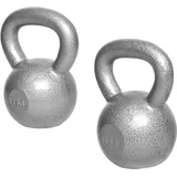 GORILLA SPORTS® Kettlebell - 2 bis 32 kg Gewichte, Einzeln/Set, Gusseisen, Bodenschonend, Silber oder Schwarz - Kugelhantel, Schwunghantel, Kugelgewicht, Rundgewicht, Krafttraining