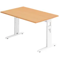 Bümö Schreibtisch Buche, Weiß, Nachbildung,Buche, Rechteckig, 120x74x80 cm, FSC
