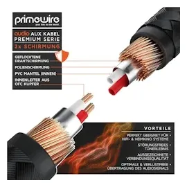 Primewire Klinkenkabel 3,5 mm AUX - Audiokabel mit Nylonmantel - 2m