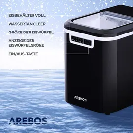 Arebos Eiswürfelmaschine Ice Cube Maker 2 Eiswürfelgrößen, 2,2 Liter