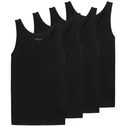TOM TAILOR Herren Tanktops im 4er-Pack, schwarz, Uni, Gr. 4