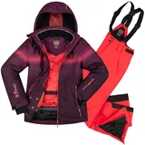 Killtec Mädchen Skianzug Größe 164 aus Skijacke Glenshee Pflaume und Skihose Nadiana Neon Coral - 164