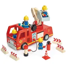 Tender Leaf Toys Camion Feuerwehrmann aus Holz