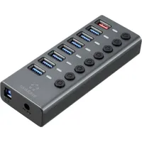 Renkforce RF-HUB-380 8 Port USB 3.2 Gen 2-Hub einzeln schaltbar, mit Status-LEDs, mit Aluminiumgehä