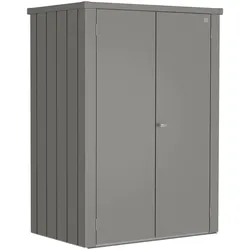 Mehrzweckschrank BIOHORT "Terrassenschrank Romeo Größe L", grau (quarzgrau, metallic), B:132cm H:181cm T:87cm, Stahl, Schränke, regenwasserdicht, durchlüftet, mit Regalausstattung