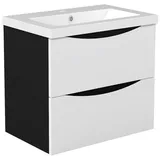 duschspa Waschtisch Waschbecken mit Unterschrank Waschtischunterschrank Smiley, Badmöbel in Breite 50/60/80/90/100 cm schwarz 61 cm x 56 cm x 40 cm