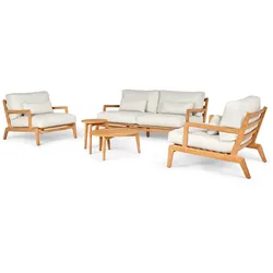 SUNS TERMOLI Sofagarnitur 5-teilig Teak inkl. Kissen Taupe gravel