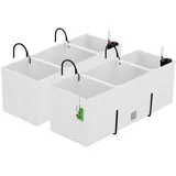 PAFEN 2X Blumenkasten Blumentopf Rattan-Optik mit Halterungen Pflanztopf Wasserstandsanzeiger Balkonkasten Pflanzkästen