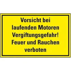 Schild I Hinweisschild Vorsicht bei laufenden Motoren Vergiftungsgefahr..., Kunststoff, 300x200mm