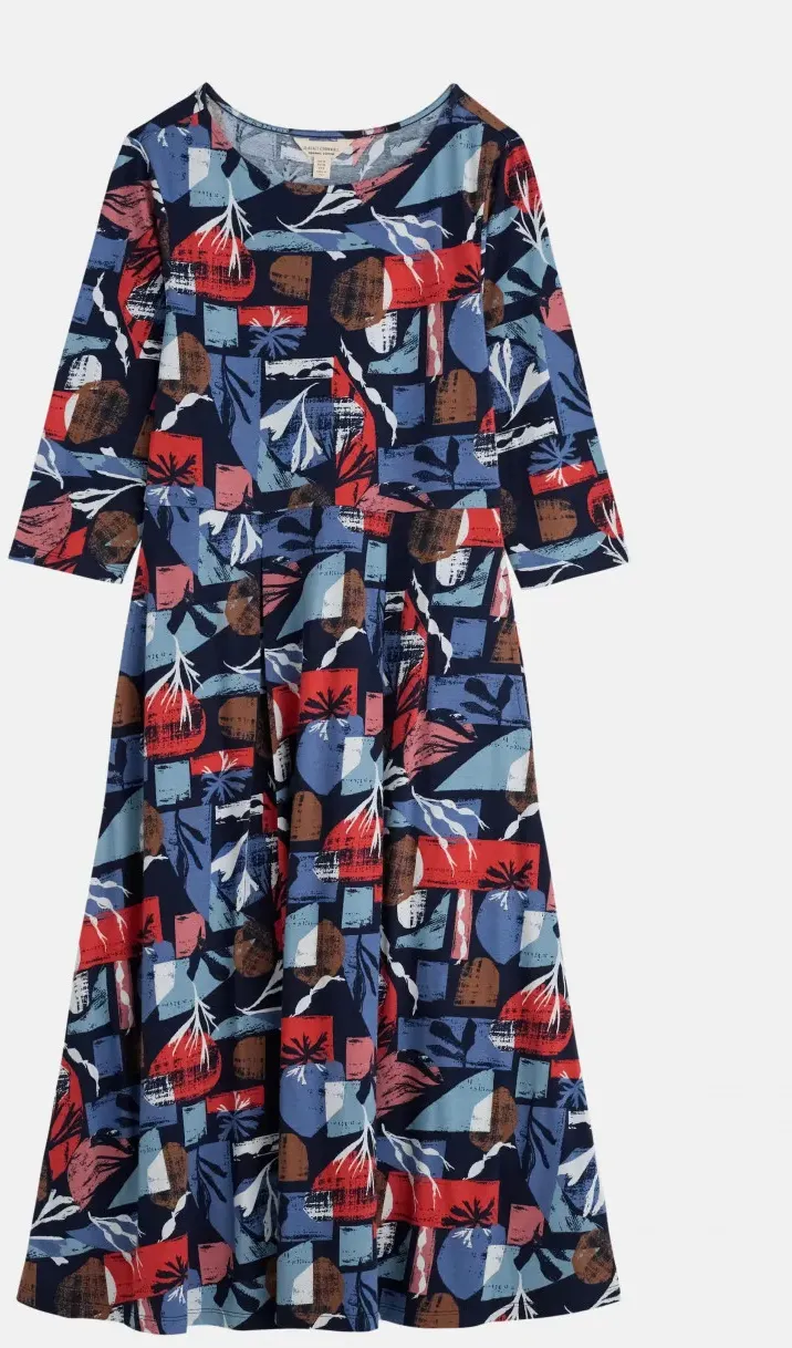 Seasalt Kleid Wild Bouquet Damen Blau Muscheln Grafisch