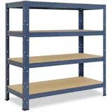 shelfplaza Schwerlastregal Stahl 100x100x60 cm blau 4 Böden 175 kg Traglast pro Boden