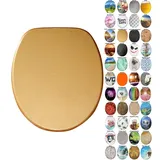 Sanilo WC Sitz mit Absenkautomatik, viele neue Toilettendeckel zur Auswahl, hochwertige Oberfläche, einfache Montage, stabile Scharniere (Glitzer Gold)