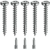 vasalat Holzschrauben-Set 5 Größen 3,5x30/4x40/4,5x45/5x60/6x80