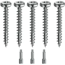 vasalat Holzschrauben-Set 5 Größen 3,5x30/4x40/4,5x45/5x60/6x80