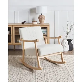 Beliani Schaukelsessel LEKNES Bouclé 70 x 80 x 90 cm Cremeweiß