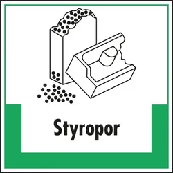 Schild I Abfallkennzeichen Styropor, mit Symbol und Text, Kunststoff, 200x200mm