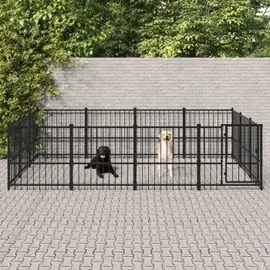 vidaXL Outdoor-Hundezwinger 11,58 m2 Stahl Schwarz